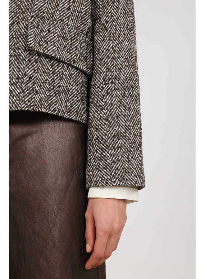 NKF13096 390 Nukus Daphne Jacket Herringbone Chocolate/Sand