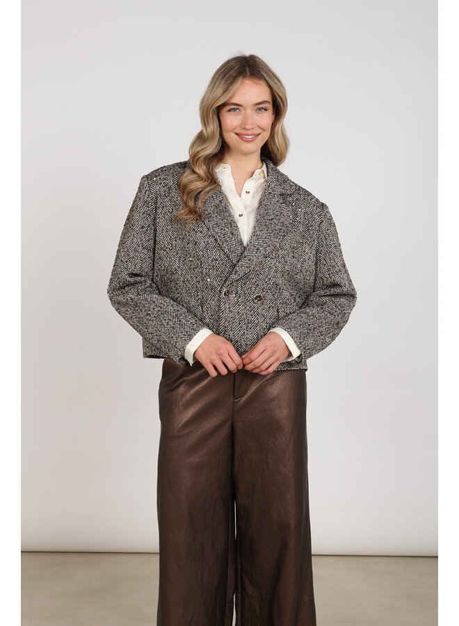 NKF13096 390 Nukus Daphne Jacket Herringbone Chocolate/Sand