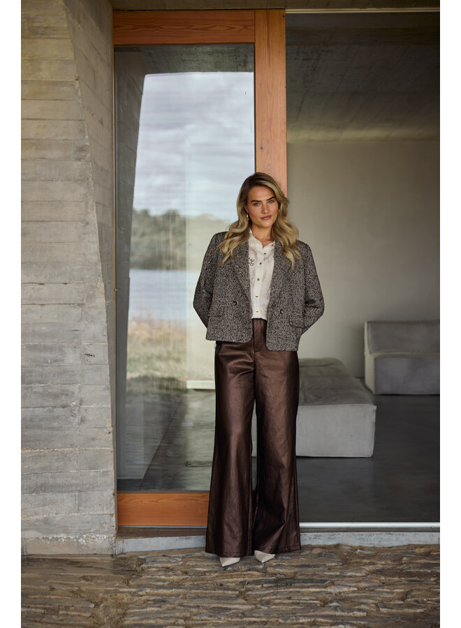 NKF13096 390 Nukus Daphne Jacket Herringbone Chocolate/Sand