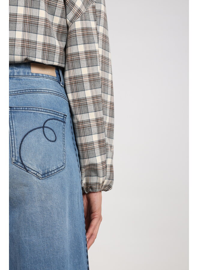 NKF09118 298 Nukus Stevi Pants Embroidery Blue Denim