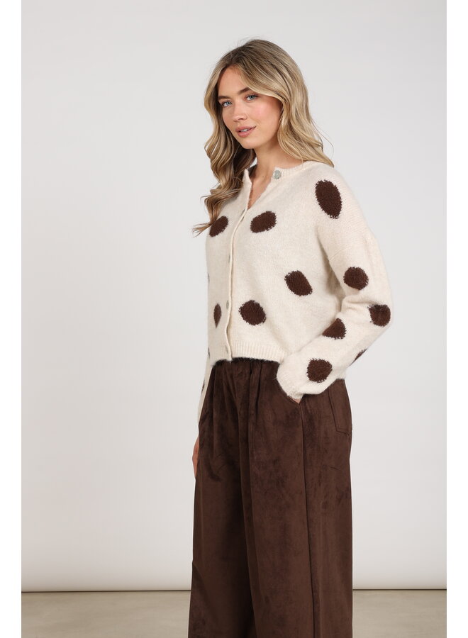 NKF05031 388 Nukus Laure Cardigan Dots Offwhite/Chocolate