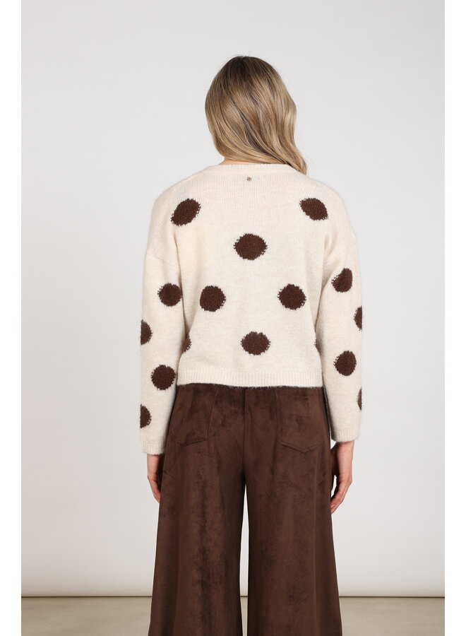 NKF05031 388 Nukus Laure Cardigan Dots Offwhite/Chocolate