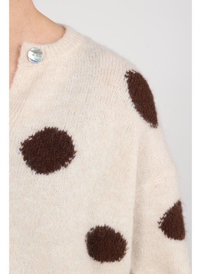 NKF05031 388 Nukus Laure Cardigan Dots Offwhite/Chocolate