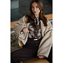 NKF02203 401 Nukus Alexandra Blouse Tie  Cross Chocolate/Offwhite