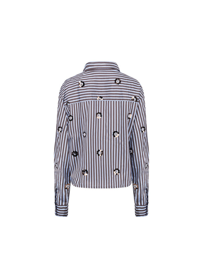 NKF02139 393 Nukus Amy Blouse Stripe Chocolate/Sky