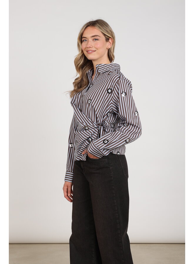 NKF02139 393 Nukus Amy Blouse Stripe Chocolate/Sky