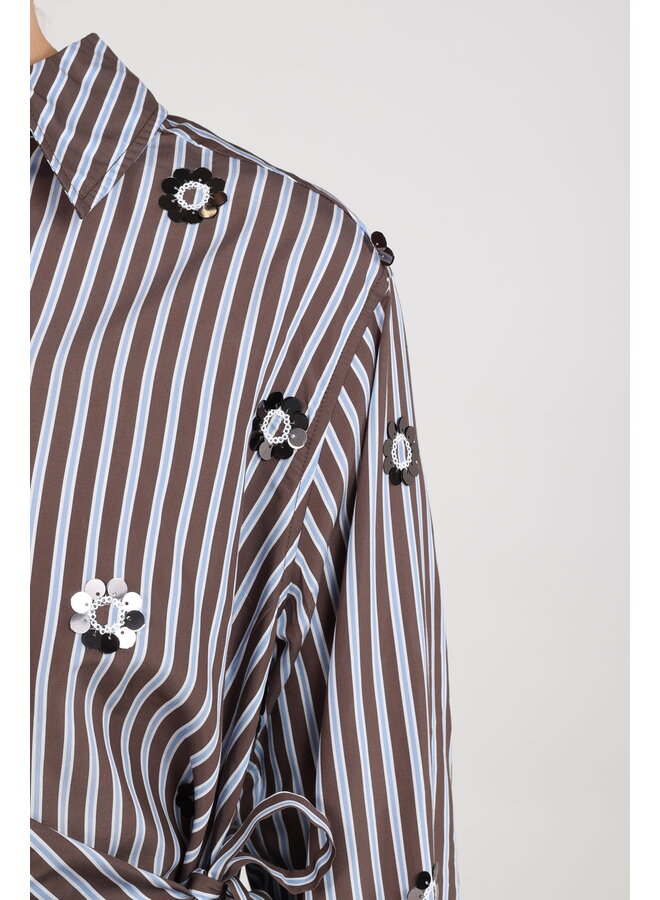 NKF02139 393 Nukus Amy Blouse Stripe Chocolate/Sky