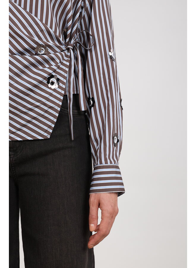 NKF02139 393 Nukus Amy Blouse Stripe Chocolate/Sky