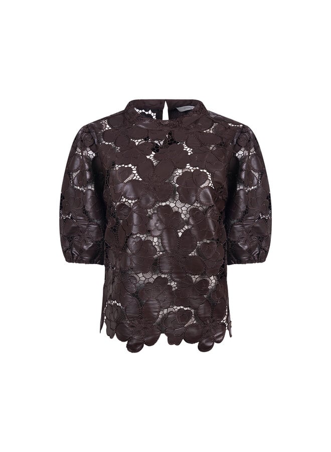NKF01105 334 Nukus Nicole Top Flower PU Chocolate