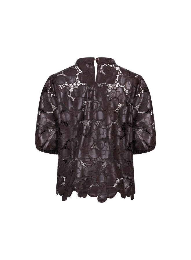 NKF01105 334 Nukus Nicole Top Flower PU Chocolate