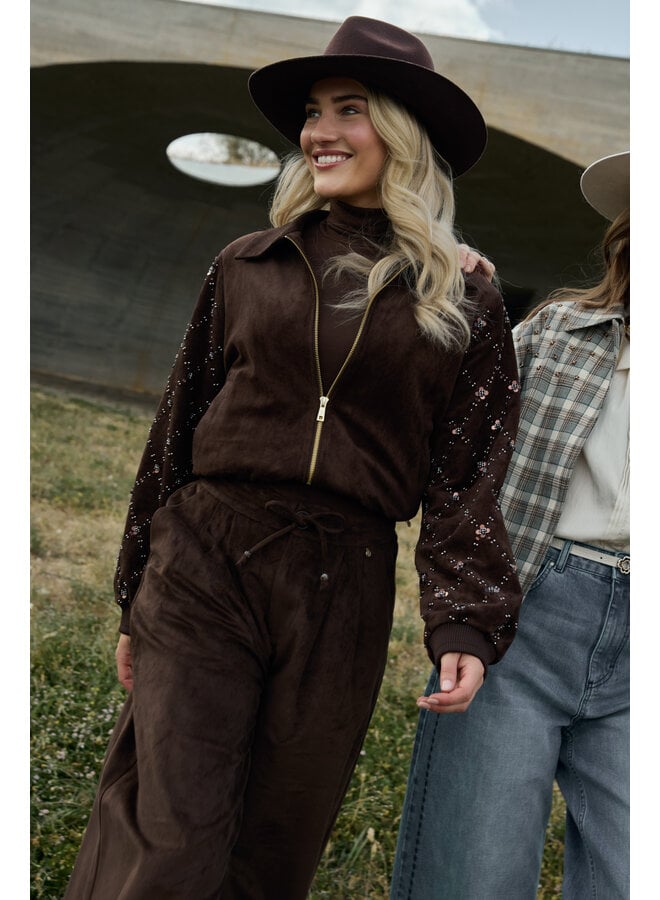 NKF13145 334 Nukus Daisy Bomber Suede Chocolate