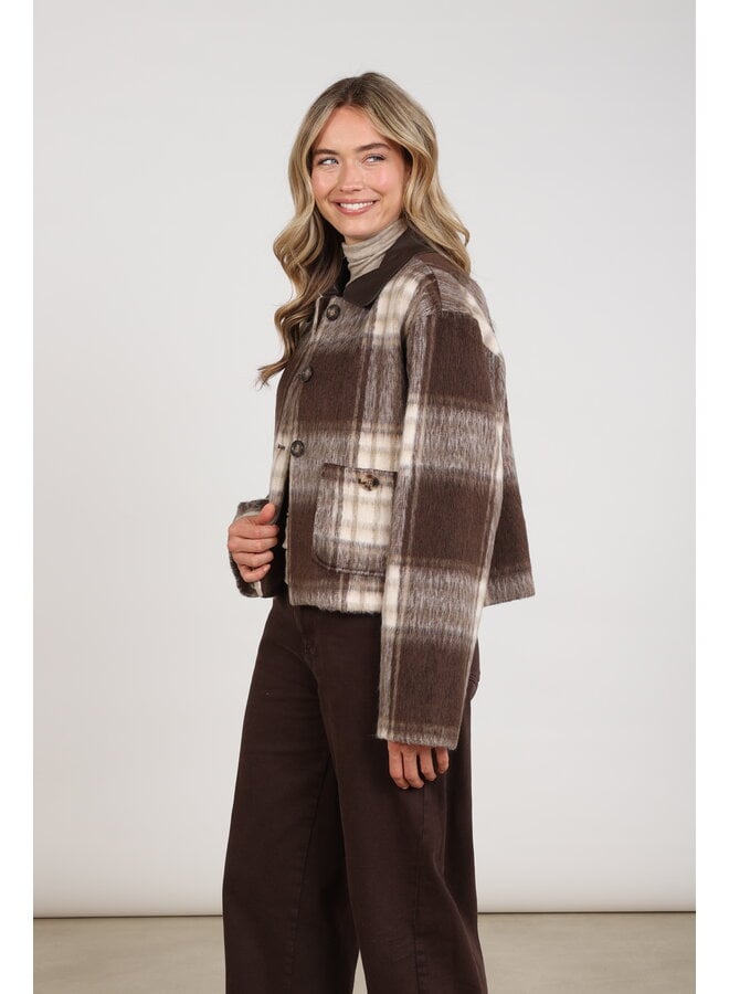 NKF13123 401 Nukus Hetty Jacket Check Chocolate/Offwhite