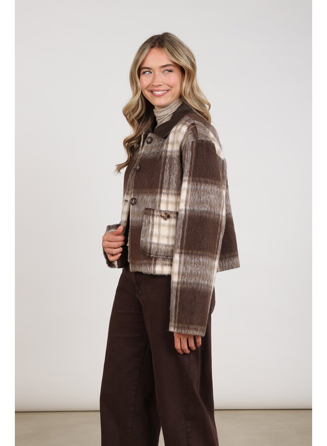 NKF13123 401 Nukus Hetty Jacket Check Chocolate/Offwhite
