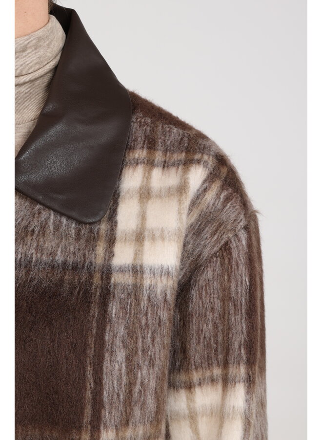 NKF13123 401 Nukus Hetty Jacket Check Chocolate/Offwhite