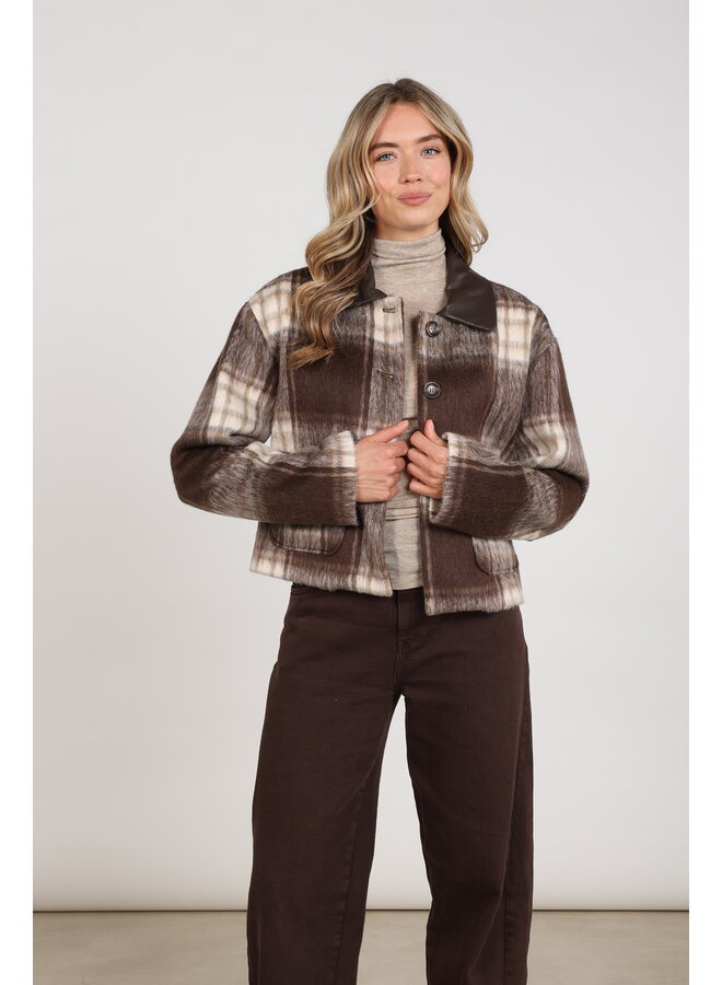NKF13123 401 Nukus Hetty Jacket Check Chocolate/Offwhite