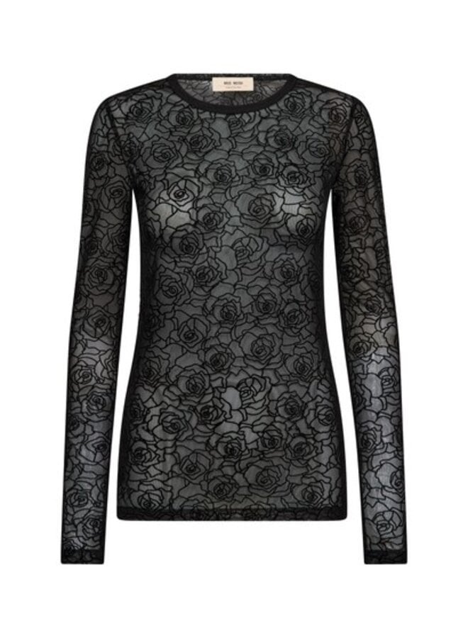 184290 801 MosMosh MMRose Mesh Blouse Black