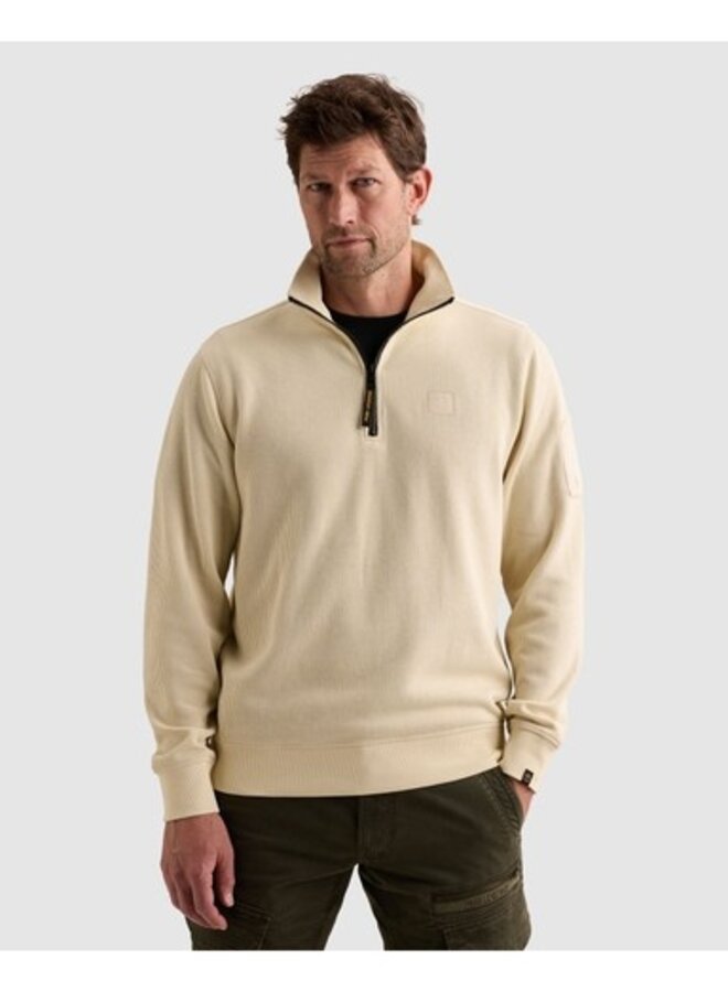 PSW2609457 7013 PME Legend Half zip collar flat knit look Bone White