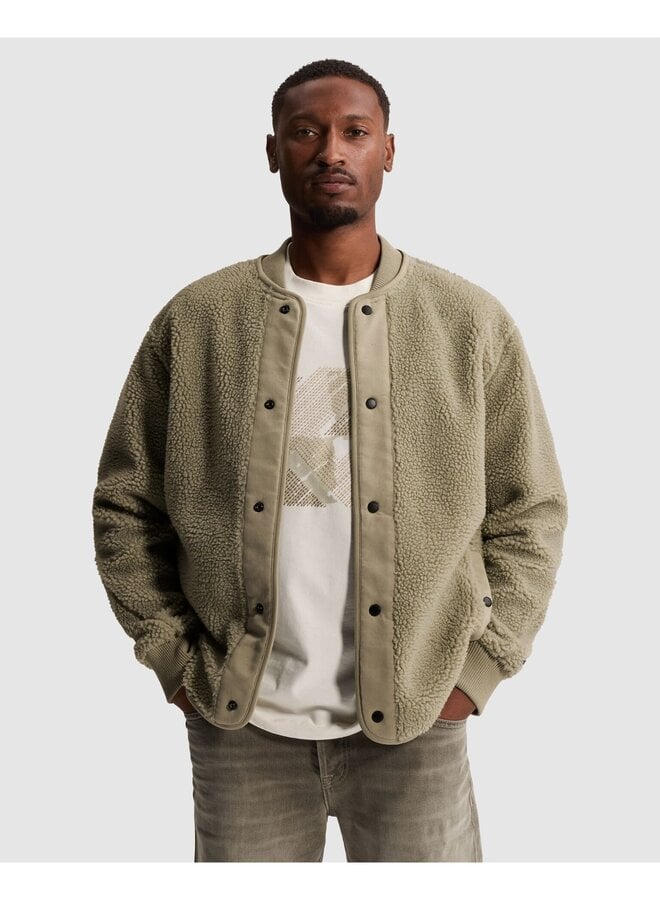CSW2609438 6412 Cast Iron Button jacket relaxed fit sherpa Abbey Stone