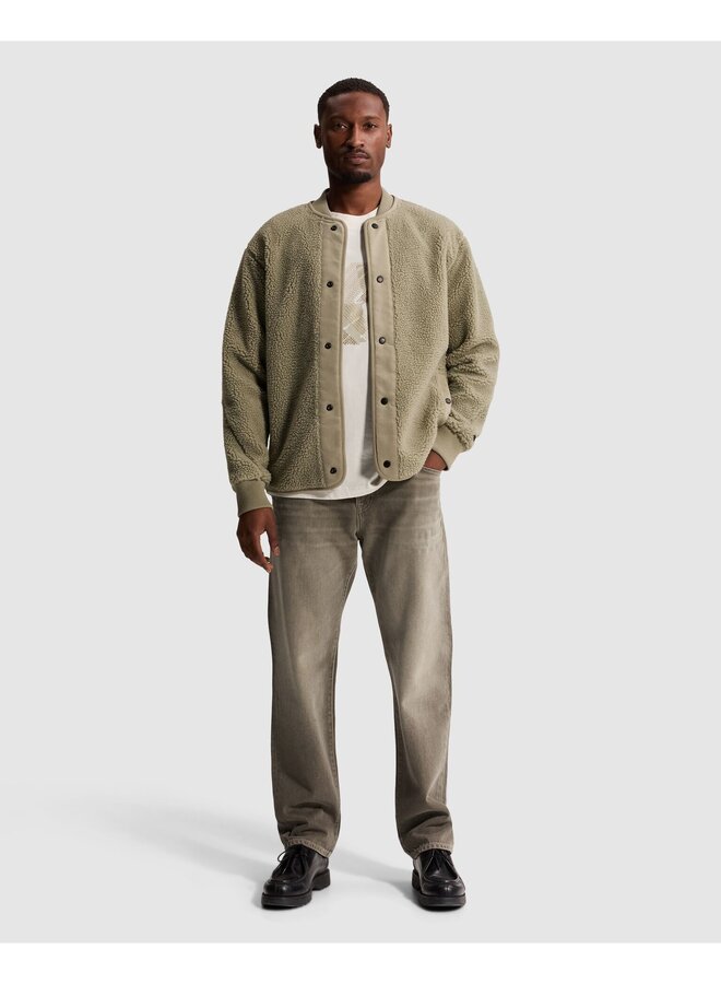 CSW2609438 6412 Cast Iron Button jacket relaxed fit sherpa Abbey Stone