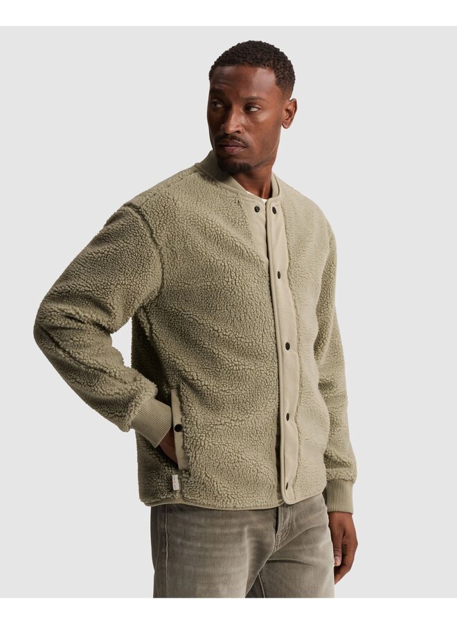 CSW2609438 6412 Cast Iron Button jacket relaxed fit sherpa Abbey Stone