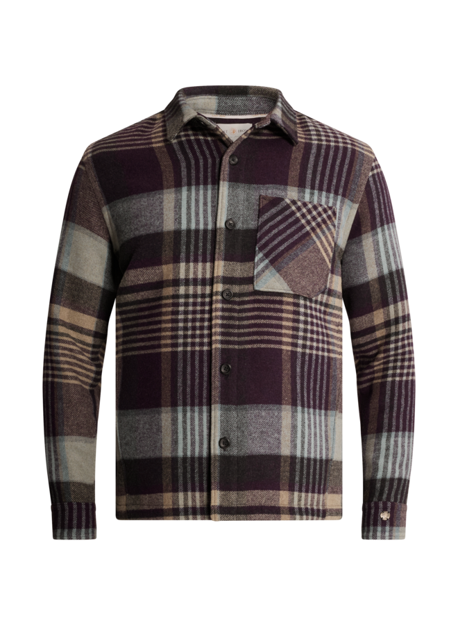 CSI2609233 4163 Cast Iron Long sleeve shirt Wool blend check Nightshade