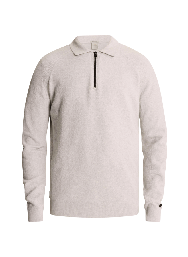 CKW2610342 9076 Cast Iron Long sleeve polo shirt regular fit wool blend Dark Slate
