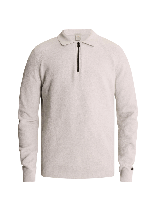 CKW2610342 9076 Cast Iron Long sleeve polo shirt regular fit wool blend Dark Slate