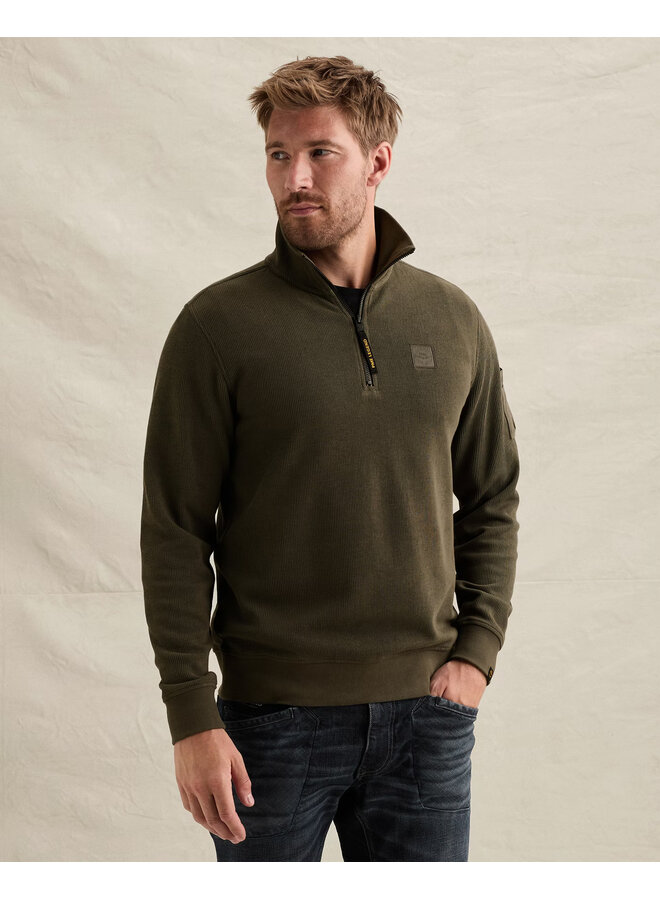 PSW2609457 8039 PME Legend Half zip collar flat knit look Beluga