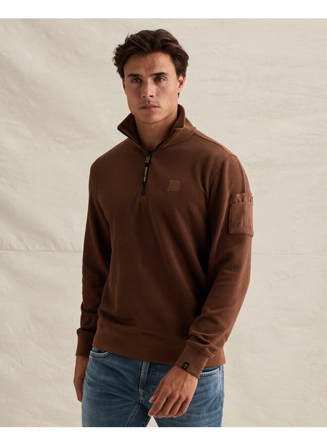 PSW2609457 8168 PME Legend Half zip collar flat knit look Cappuccino
