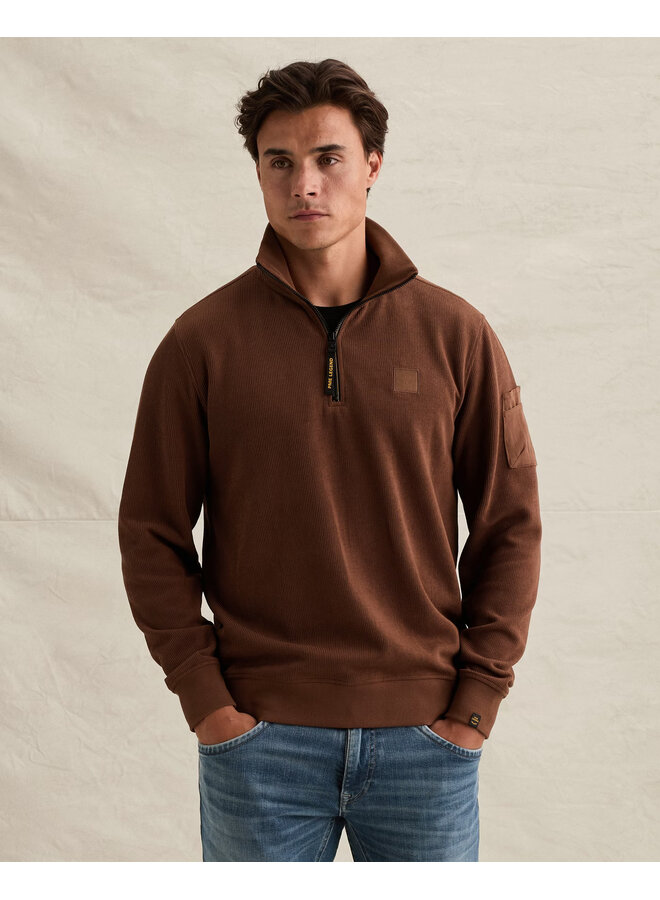 PSW2609457 8168 PME Legend Half zip collar flat knit look Cappuccino