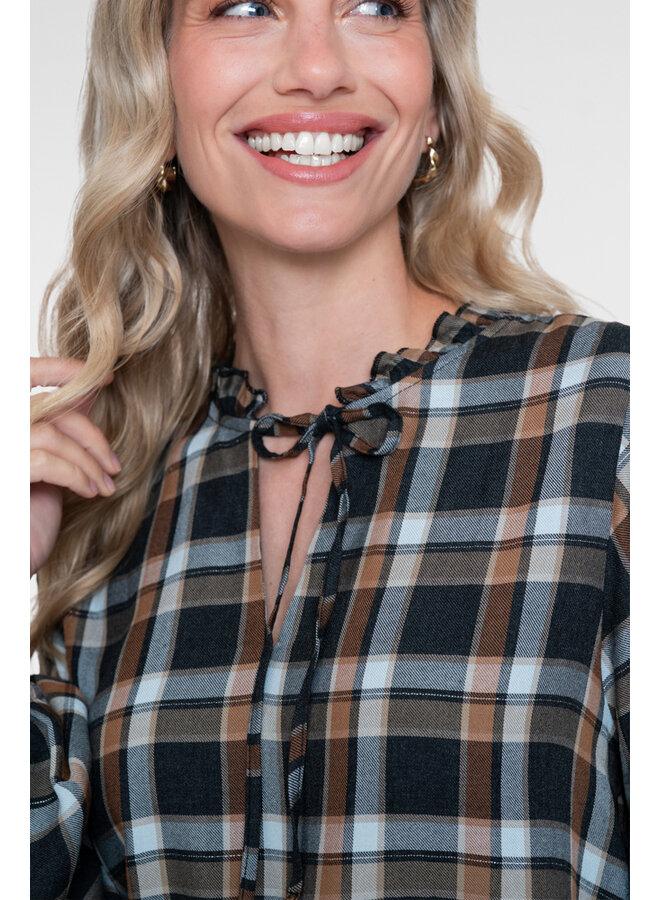 63846-32 950 Geisha Blouse check anthracite/camel