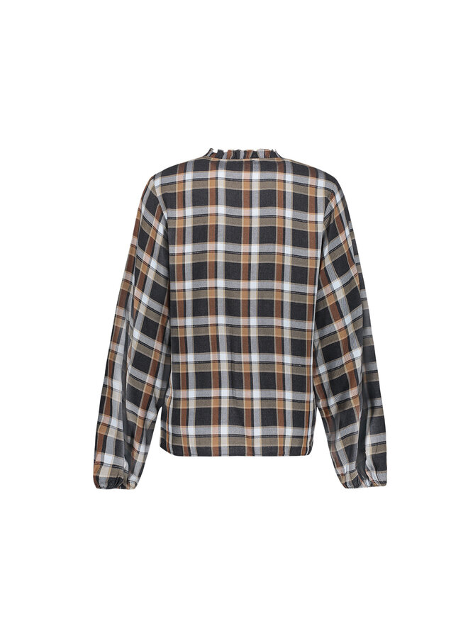 63846-32 950 Geisha Blouse check anthracite/camel