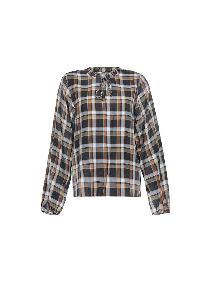 63846-32 950 Geisha Blouse check anthracite/camel