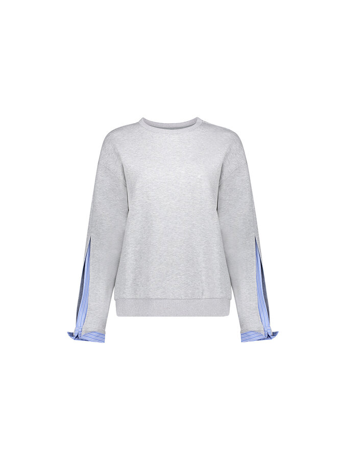 62800-10 900 Geisha Sweater blouse sleeves grey melange/blue