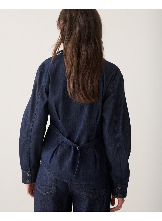 2s3585-5184 494 Summum Denim blouse light cotton twill Dark indigo
