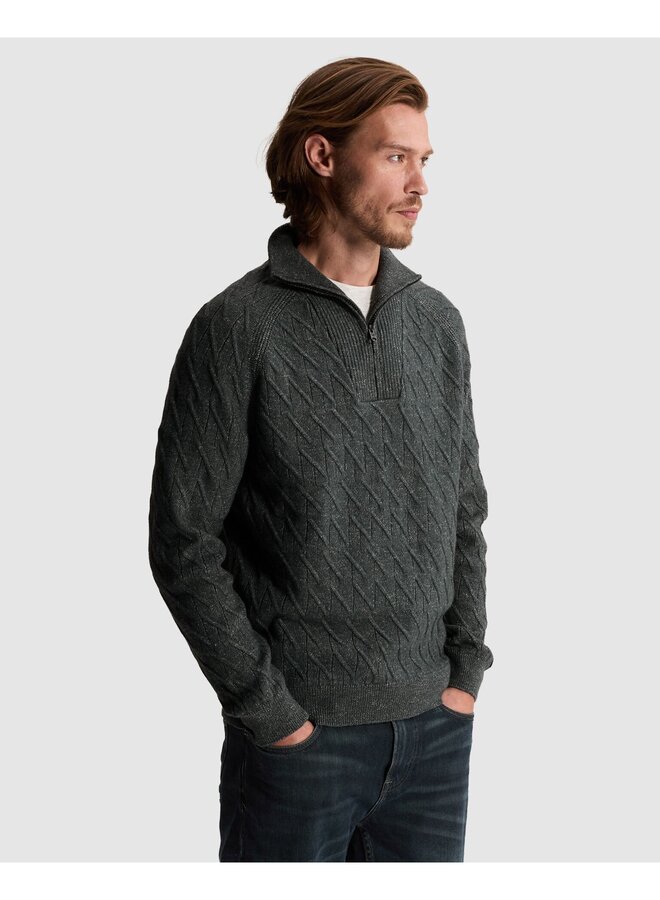 CKW2610348 9024 Cast Iron Half zip collar regular fit cotton heather Lunar Rock