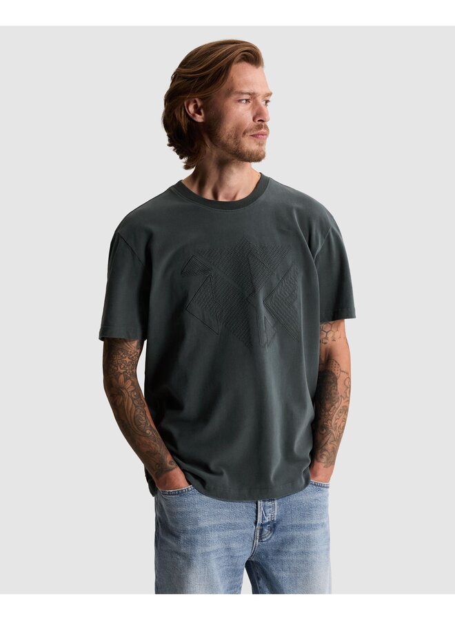 CTSS2610575 9076 Cast Iron Short sleeve r-neck relaxed fit peached jersey Dark Slate