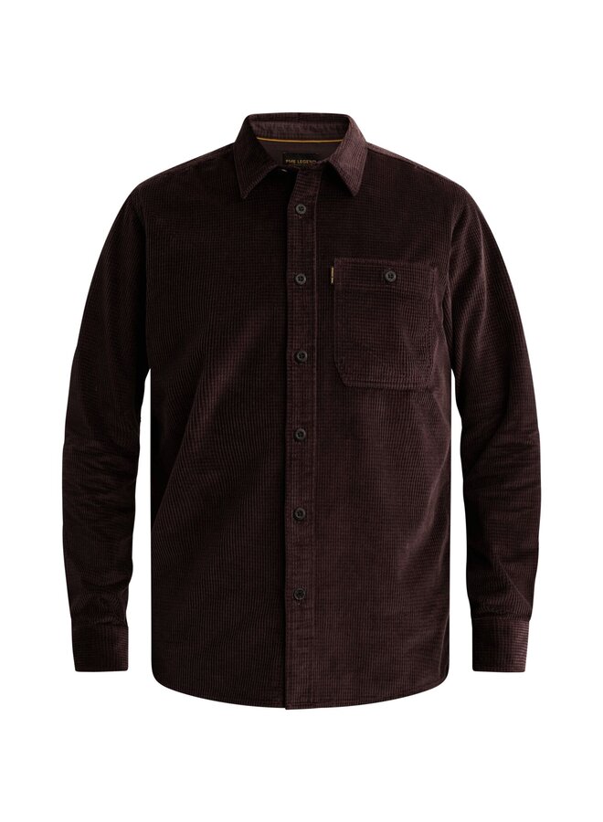 PSI2610208 4357 PME Legend Long sleeve shirt Dobby Corduroy Dark Aubergine