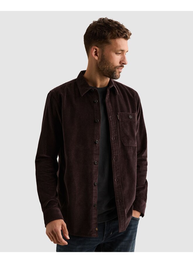 PSI2610208 4357 PME Legend Long sleeve shirt Dobby Corduroy Dark Aubergine