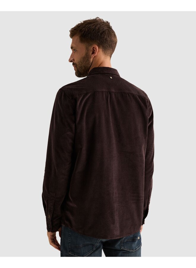 PSI2610208 4357 PME Legend Long sleeve shirt Dobby Corduroy Dark Aubergine