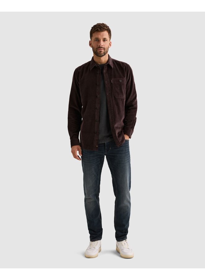 PSI2610208 4357 PME Legend Long sleeve shirt Dobby Corduroy Dark Aubergine
