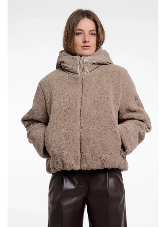 Jayla.7002613 Rino en Pelle Mixed material jacket with hood Mocha latte