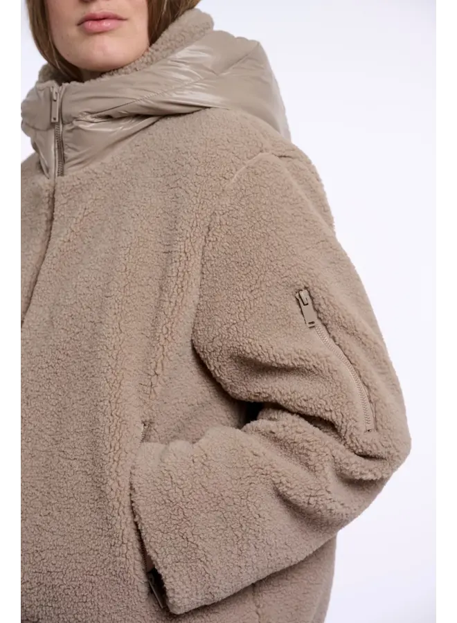 Jayla.7002613 Rino en Pelle Mixed material jacket with hood Mocha latte