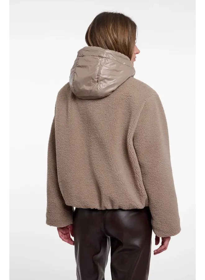 Jayla.7002613 Rino en Pelle Mixed material jacket with hood Mocha latte