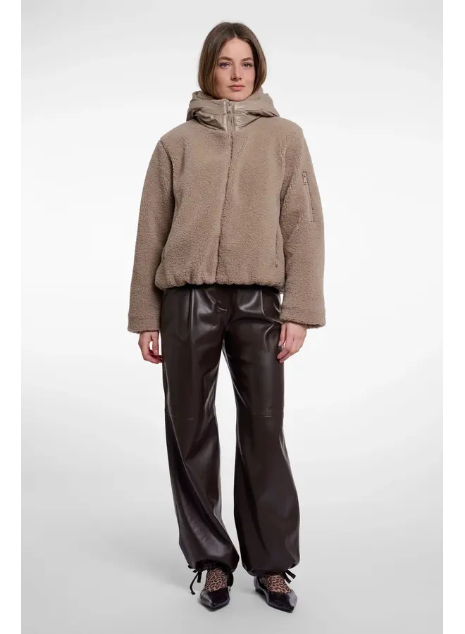 Jayla.7002613 Rino en Pelle Mixed material jacket with hood Mocha latte