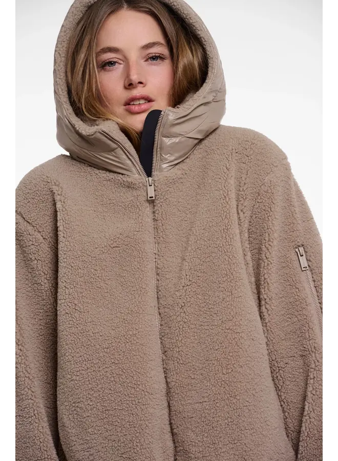 Jayla.7002613 Rino en Pelle Mixed material jacket with hood Mocha latte