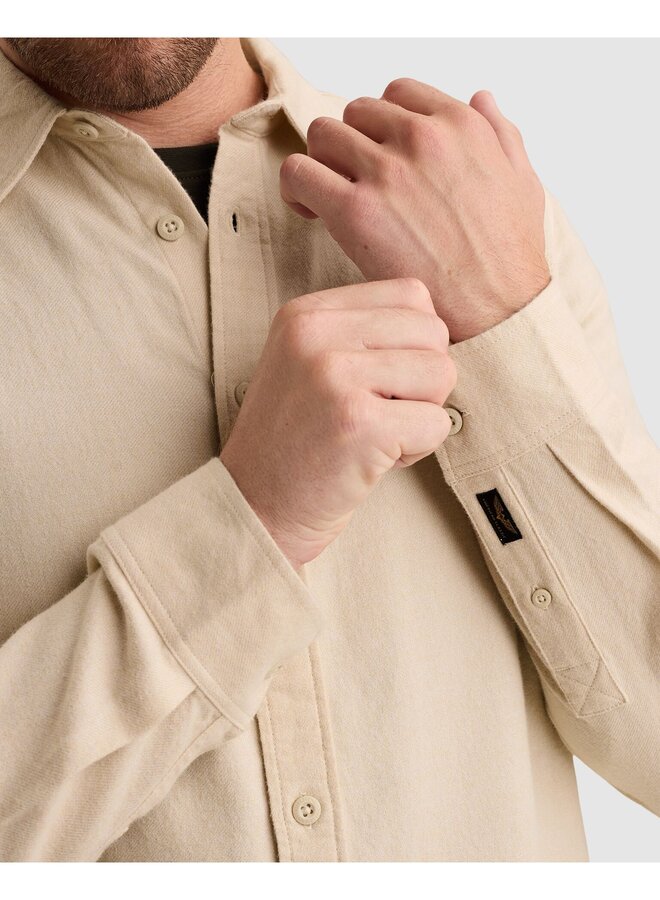PSI2610203 7013 PME Legend Long sleeve shirt Yarn dye Bone White