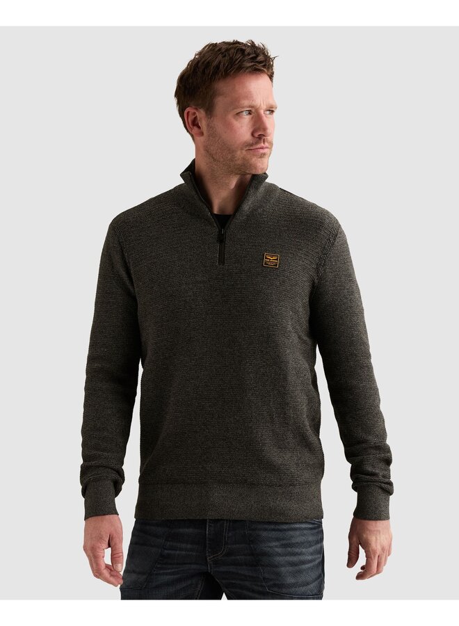 PKW2610301 9067 PME Legend Half zip collar cotton mouline (organic) Jet Black