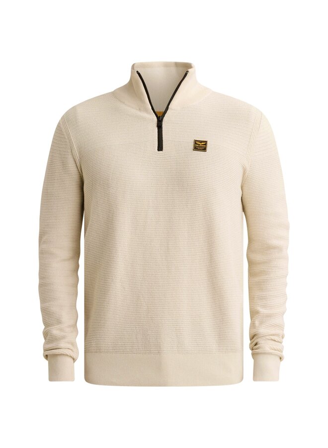 PKW2610301 7013 PME Legend Half zip collar cotton mouline (organic) Bone White