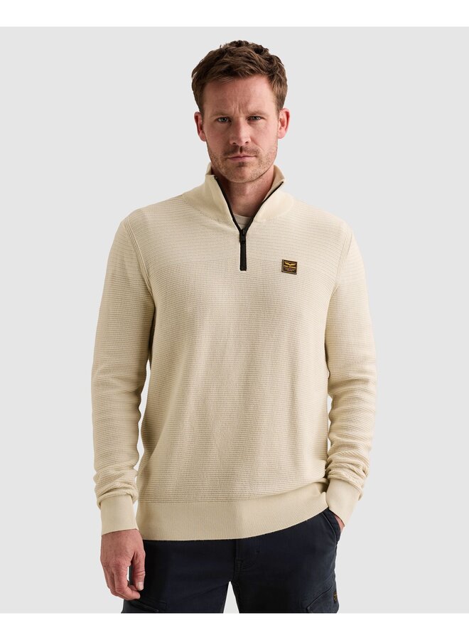 PKW2610301 7013 PME Legend Half zip collar cotton mouline (organic) Bone White